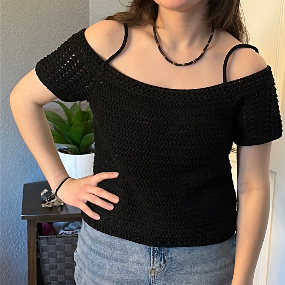 Vince Black  crocheted Top